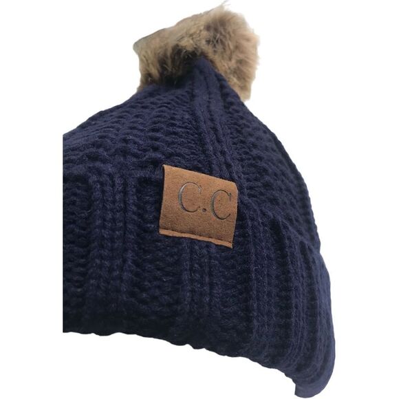 C.C Black Gray Pom Pom Beanies Set - Picture 2 of 11